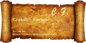 Czakó Ferenc névjegykártya